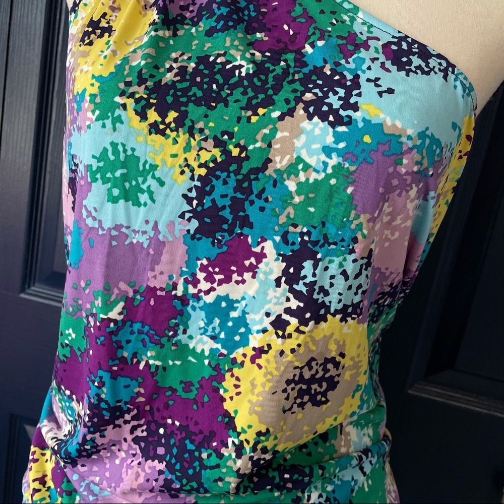 BCBG Multi Color One Shoulder Mini Dress - Picture 3 of 10
